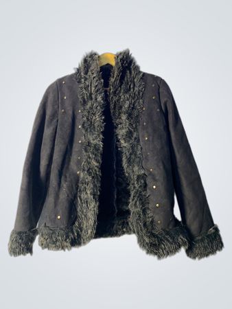Black Faux Fur Trimmed Jacket