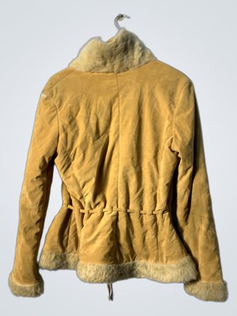 Tan Suede Faux Fur Trimmed Jacket