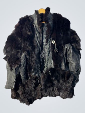 Black Leather and Fur Jacket
