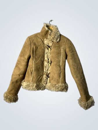 Brown Suede Jacket with Fur Trim