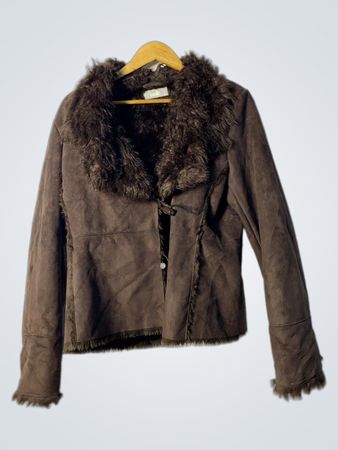 MAX&CO. Brown Faux Fur Trimmed Jacket
