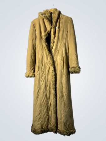 Long Tan Coat with Fur Trim and Hood