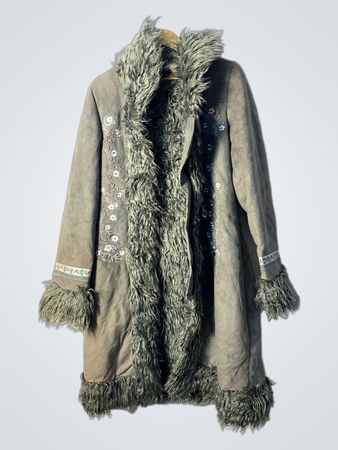 Long Coat with Fur Trim
