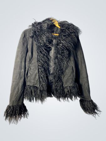 Black jacket with fur trim