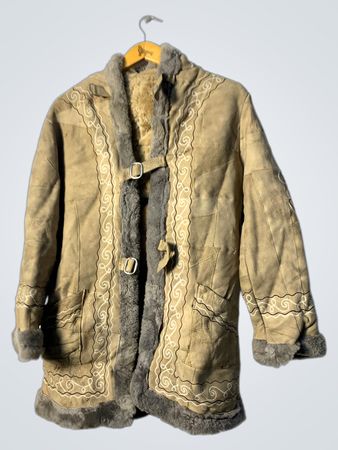 Shearling Coat with Embroidery