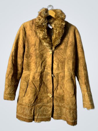 Brown Faux Fur Trimmed Coat