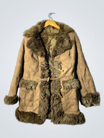 Brown Suede Fur Trimmed Coat