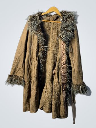 Brown Faux Fur Trimmed Coat