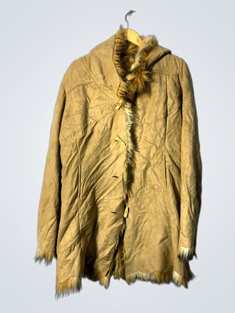 Brown Faux Fur Trimmed Hooded Coat