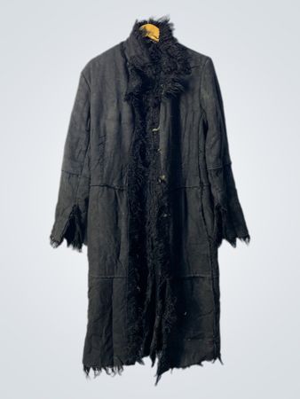Black Faux Fur Trimmed Long Coat