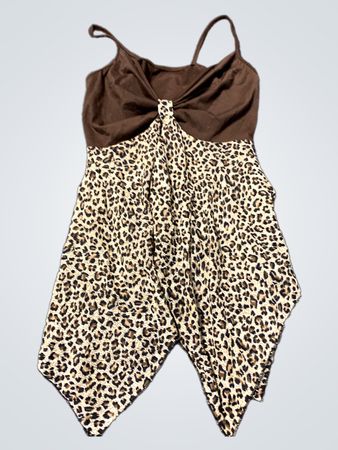 Brown and Leopard Print Tank Top