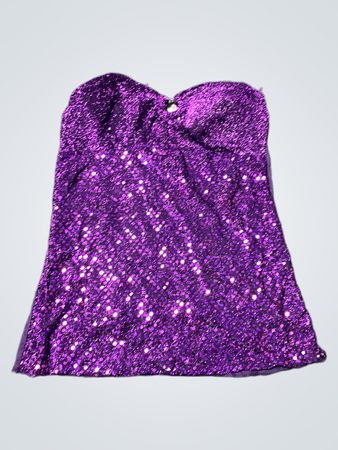 Purple Sequin Strapless Top