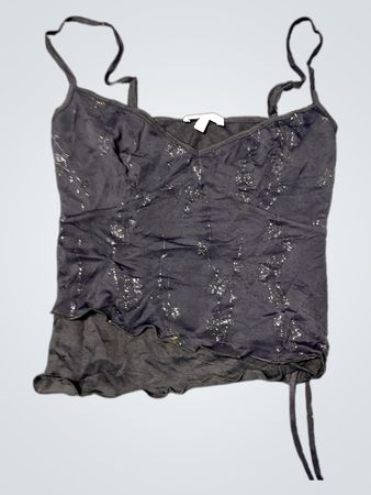 Black Tank Top with Glitter Detail