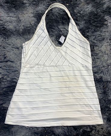 White Striped Halter Top
