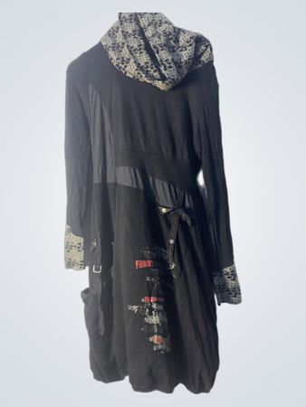 FUNKY Black Dress with Leopard Print Accents