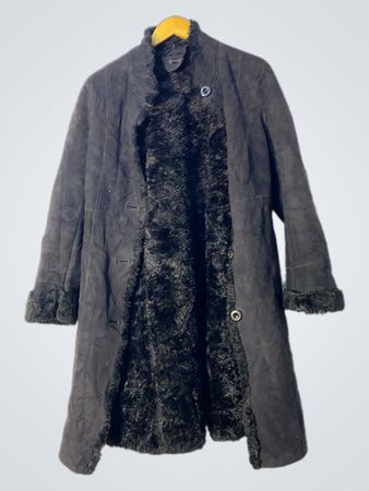 Black faux fur lined coat