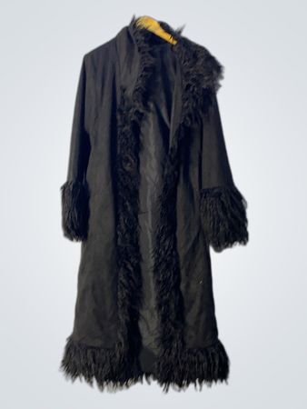 urbancode london black faux fur trim coat