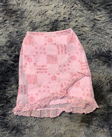 F+F for Girls Pink Floral Patchwork Mesh Mini Skirt
