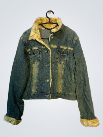 Denim Jacket with Fur Trim