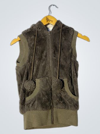 ISMMAKT Brown Faux Fur Hooded Vest