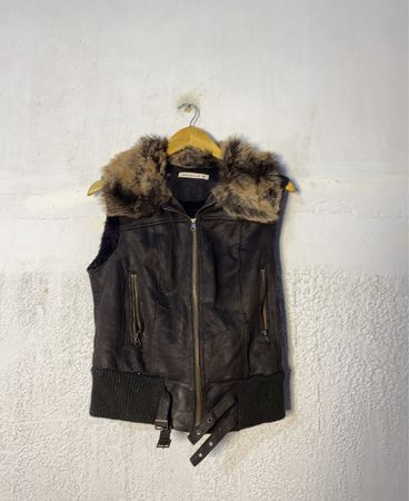 Black Faux Fur Trimmed Vest