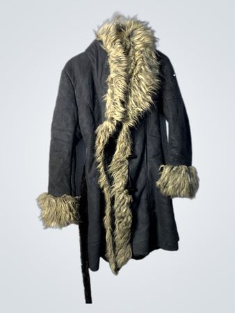 Black Faux Fur Trimmed Coat
