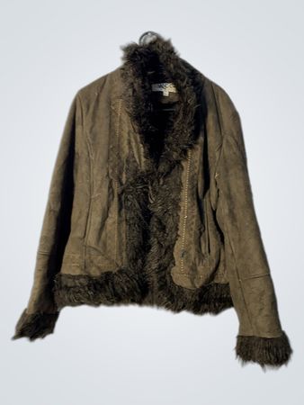 Rcc Brown Faux Fur Trim Jacket