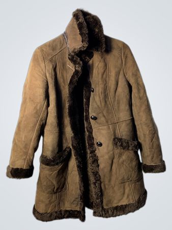 Brown Suede Shearling Lined Coat