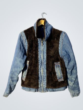 Lapis Denim and Fur Jacket