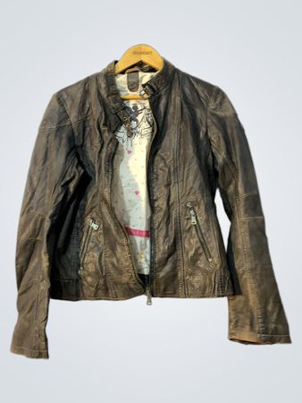 EMMART Women's Brown Leather Jacket