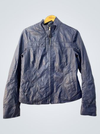 Leather Trend Blue Faux Leather Jacket