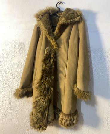 Tan Faux Fur Trimmed Coat