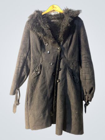MONTO Black Faux Fur Trimmed Coat