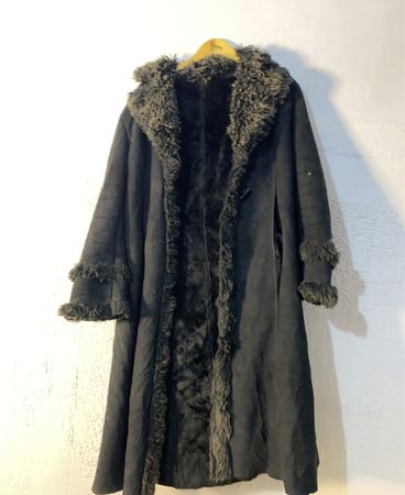 Black faux fur lined coat