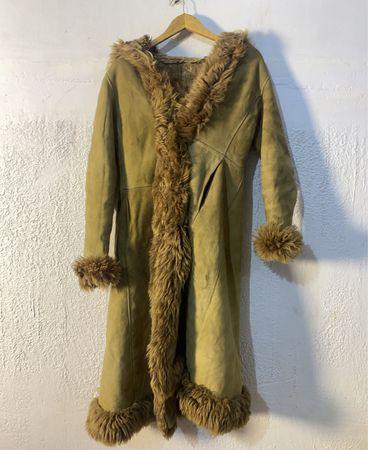 Shearling Coat with Fur Trim