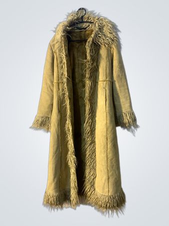 Tan Faux Fur Trimmed Long Coat