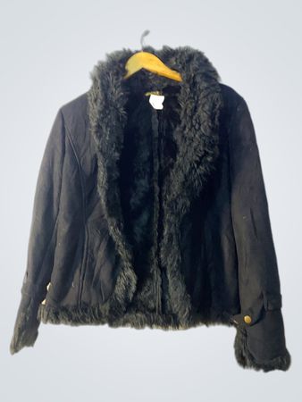 Alora K Black Faux Fur Trim Jacket