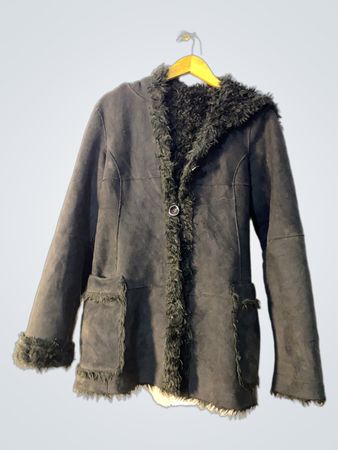 Black Faux Fur Lined Jacket with Hood