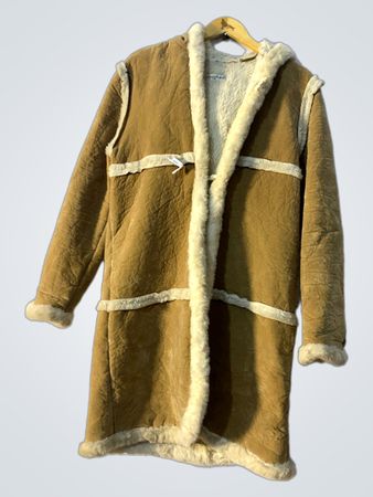SUZANNE Women's Brown Sheepskin Lined Hooded Coat Size 14