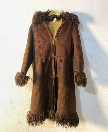 Brown Suede Coat with Fur Trim