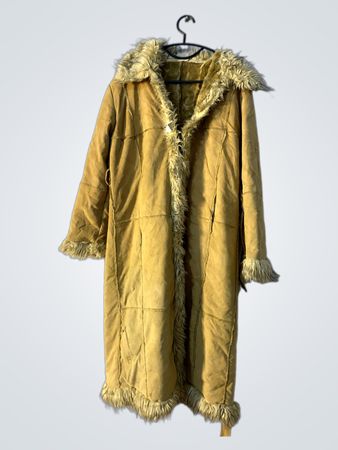 Big Boss Faux Fur Lined Suede Trench Coat
