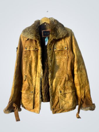 Queens Brown Leather Jacket with Fur Collar