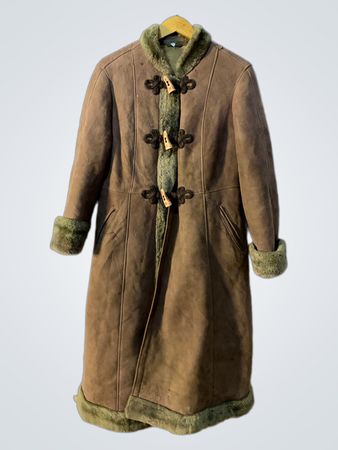 Brown Suede Coat with Toggle Closures