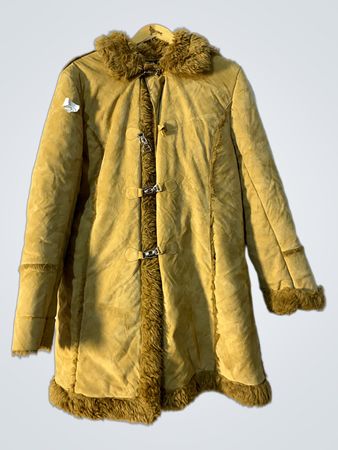 SHRIMP & FISH Fashion Women's Suede Faux Fur Trimmed Coat