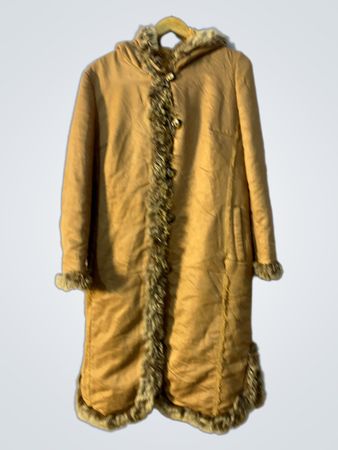 Brown Faux Fur Trimmed Hooded Coat