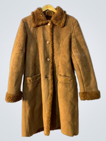 TRENDOMODA Italy Suede and Fur Trimmed Coat