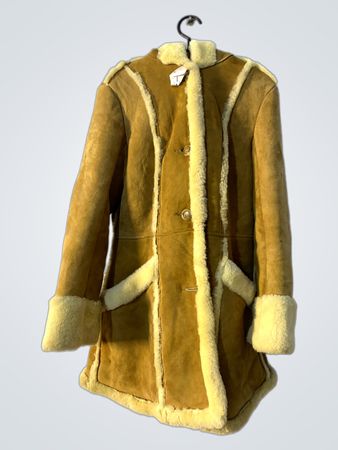 Brown Suede Sheepskin Coat with Hood