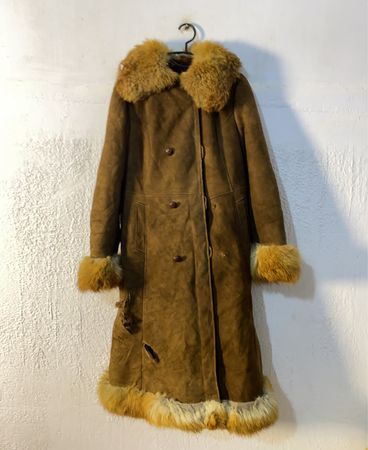 Brown Suede Coat with Fur Trim