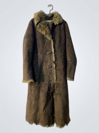 Jacqueline Riu Brown Faux Fur Trimmed Coat