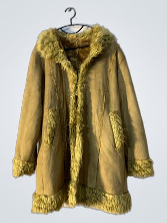 Brown faux fur trimmed coat